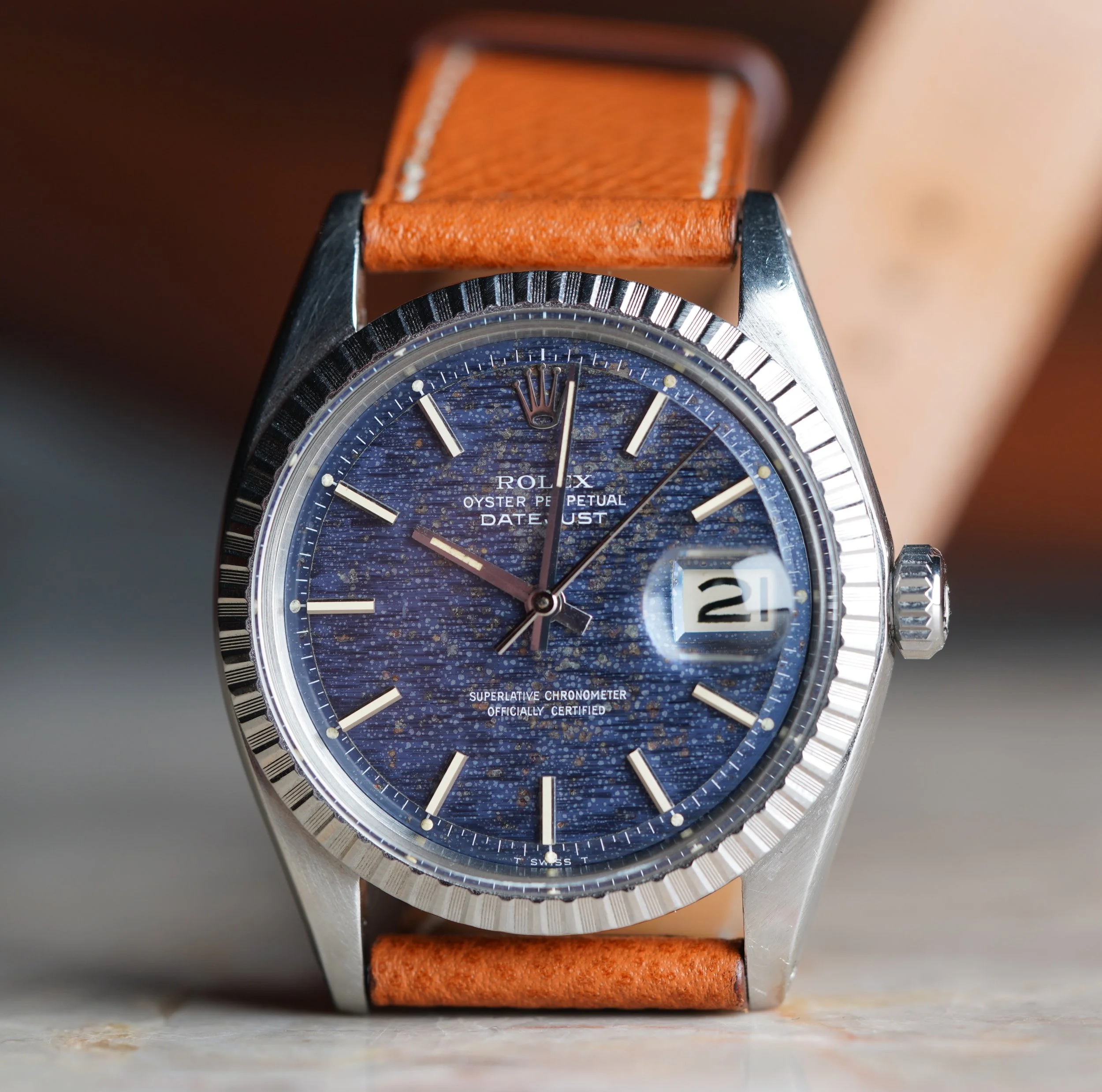 Vintage Rolex Datejust Reference 1603 with Blue “Mosaic” Dial